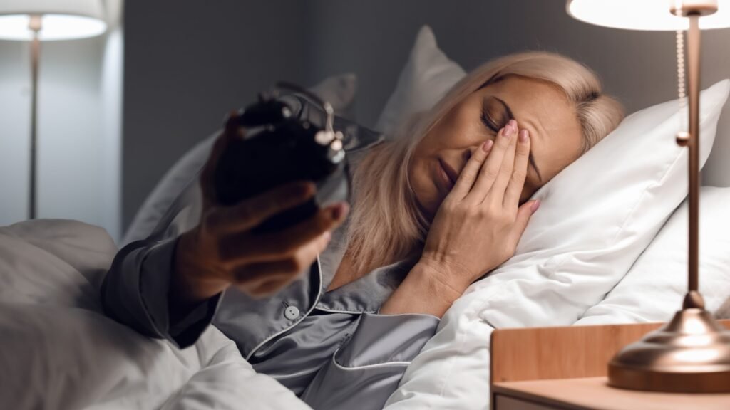 Frustrated woman after waking up