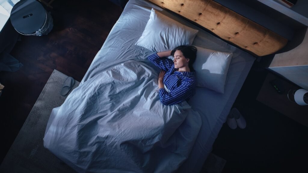 Sleeping in a cozy bedroom