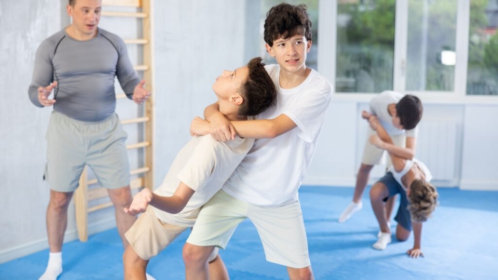 Kids learning basic self defense