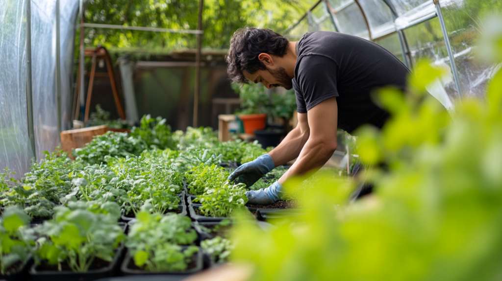 Gardening in an Improvised Greenhouse