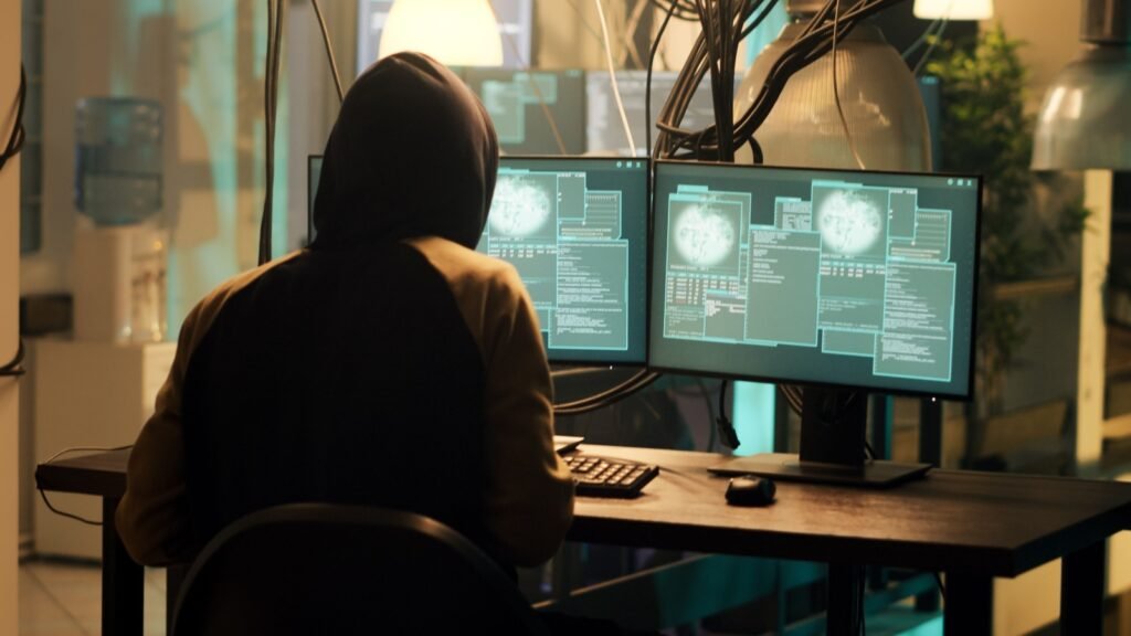 a hacker in front of computer
