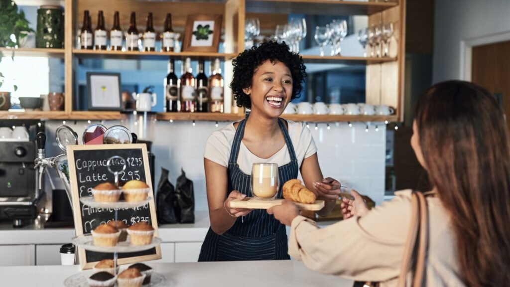 ordering coffee and bread
