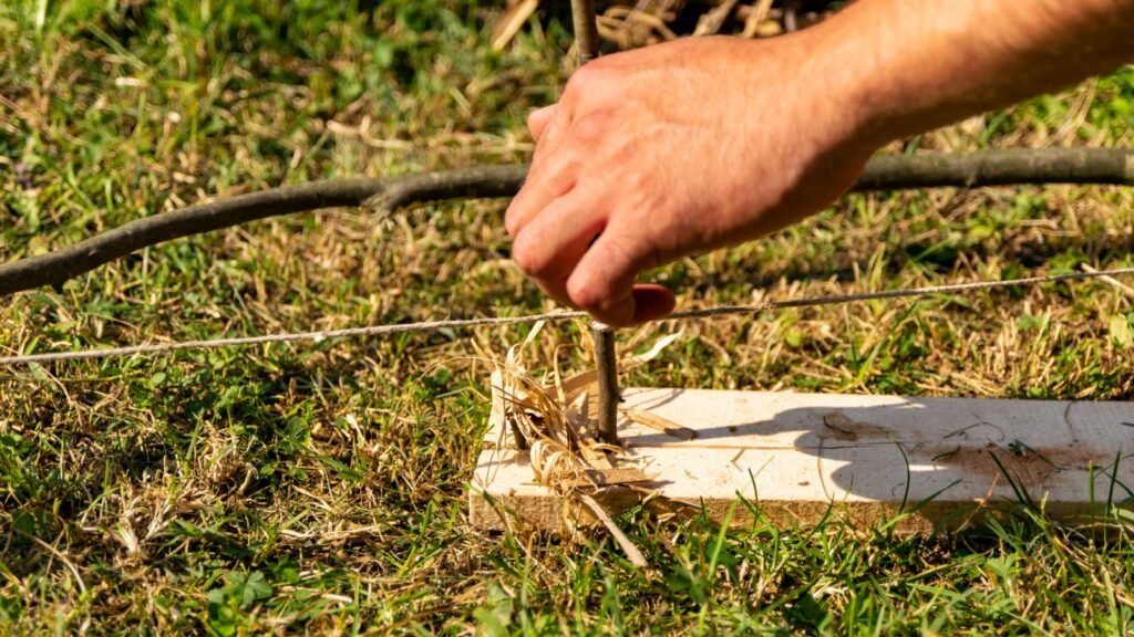 making fire using bowdrill method
