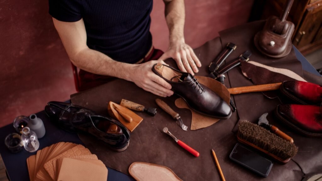 repairing shoes
