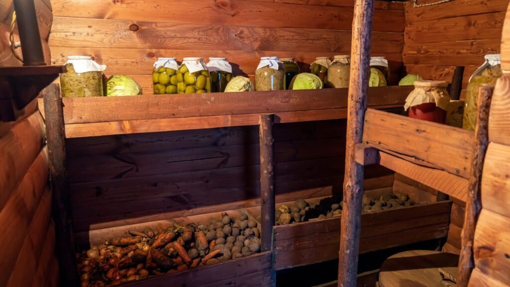 preserved food in a cellar
