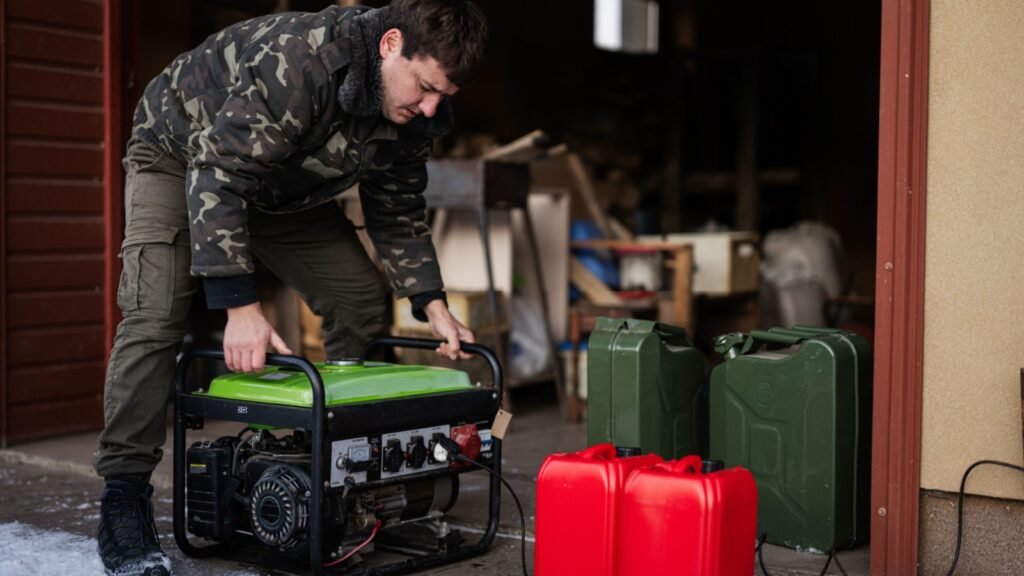 a man operating a power generator
