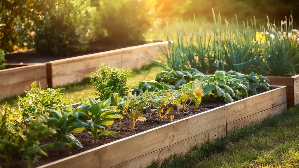 herbs and vegetables garden beds
