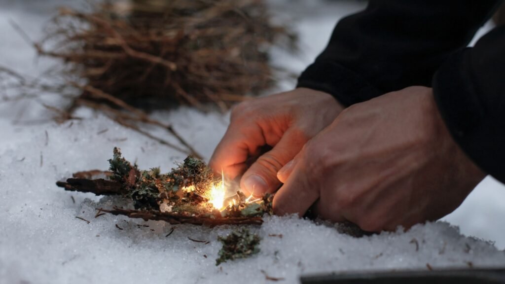 starting a fire in snow