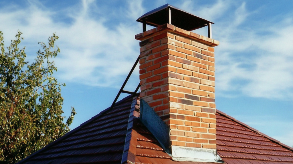 chimney with steel bracing