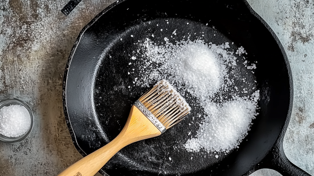 cleaning a cast iron pan
