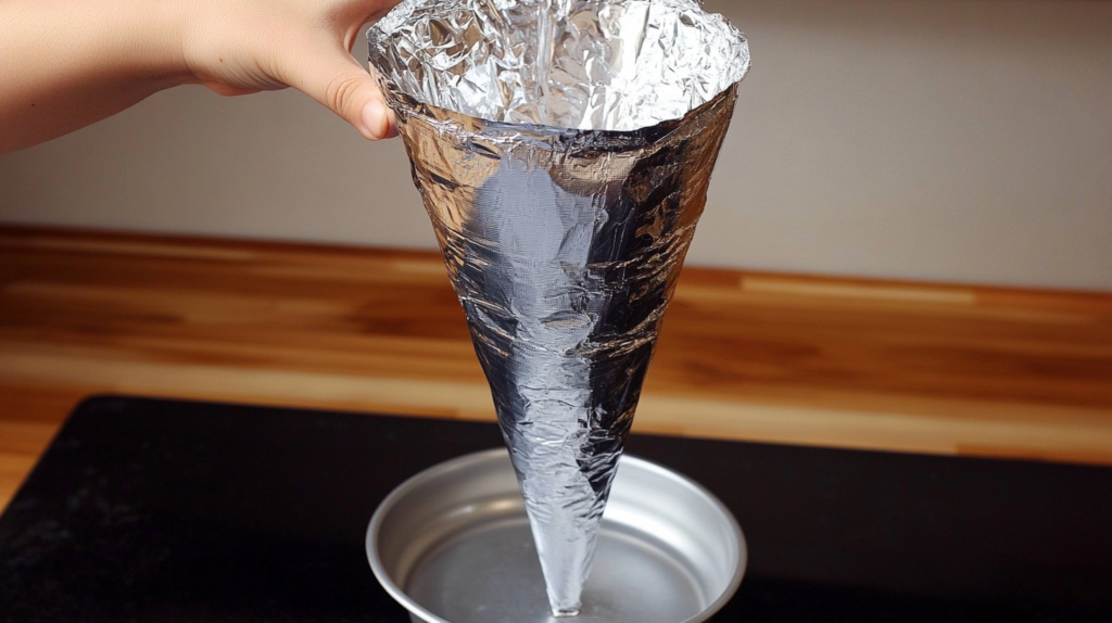 DIY aluminum foil funnel
