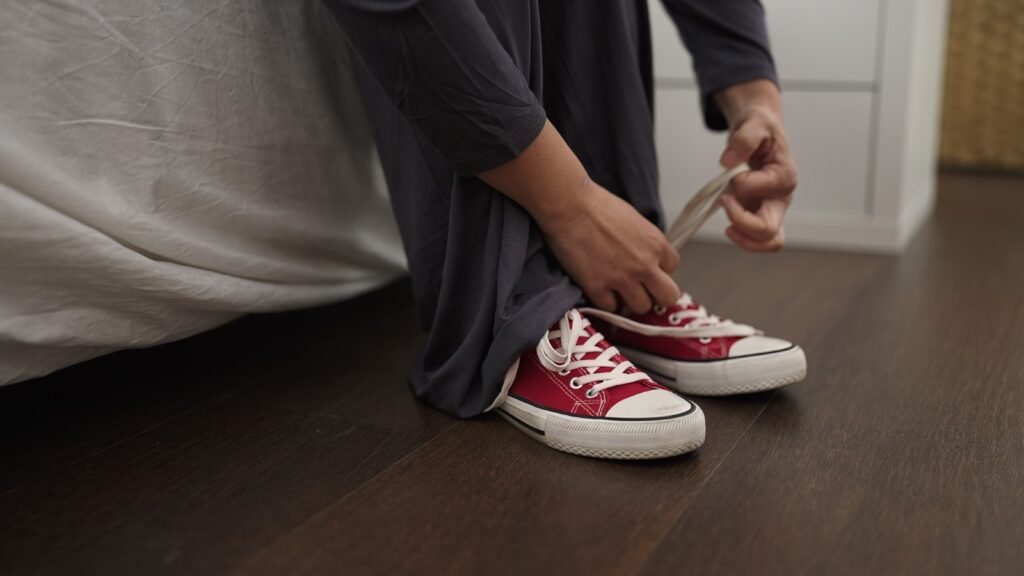 Shoes near the bed