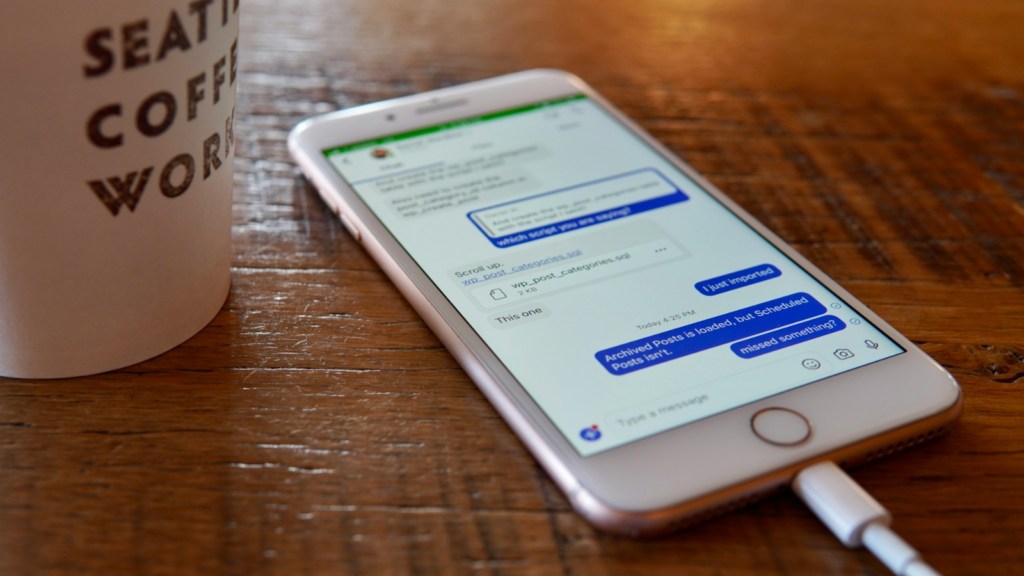 Mobile phone on a wooden table