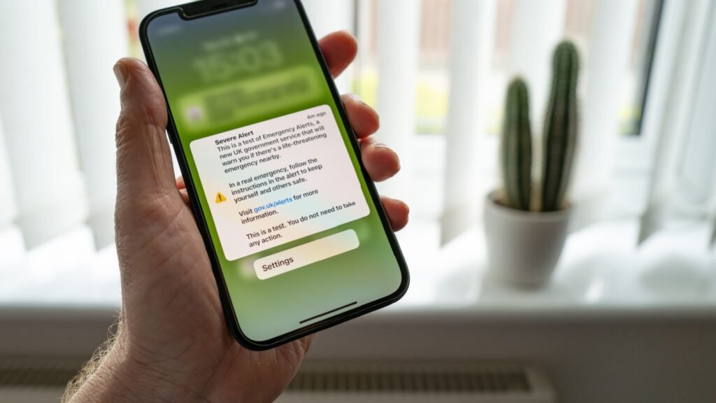 a smartphone displaying a screen emergency alert notification