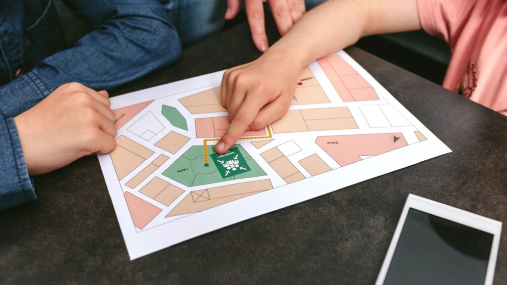 family discussing evacuation routes