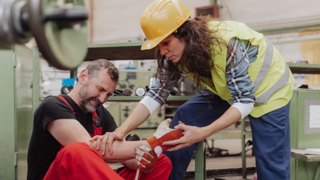 woman applying first aid