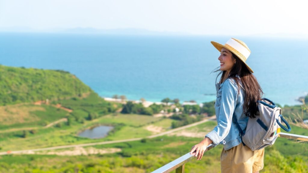 woman looking at landscape