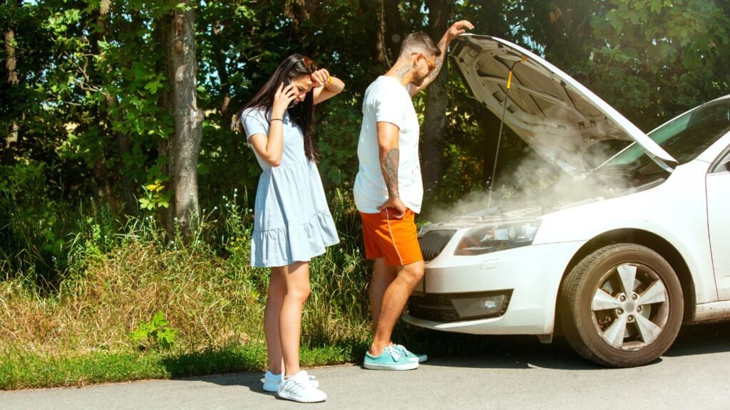 couple's car break down