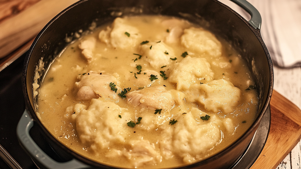 chicken and dumplings in dutch oven