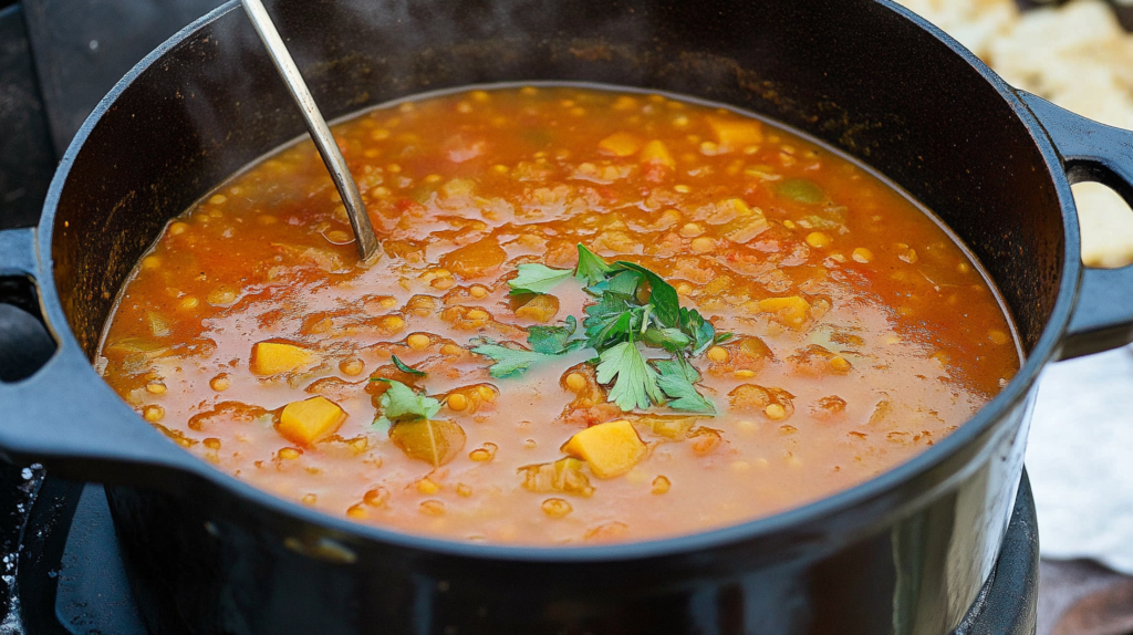 lentil soup in dutch oven